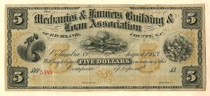 Mechanics and Farmers Building and Loan Association - Obsolete Bank Note